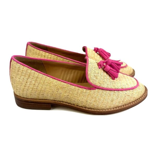 Talbots Leighton Loafer 5 Woven Tasseled Pink Tan Slip On Shoes Womens New - Picture 6 of 10